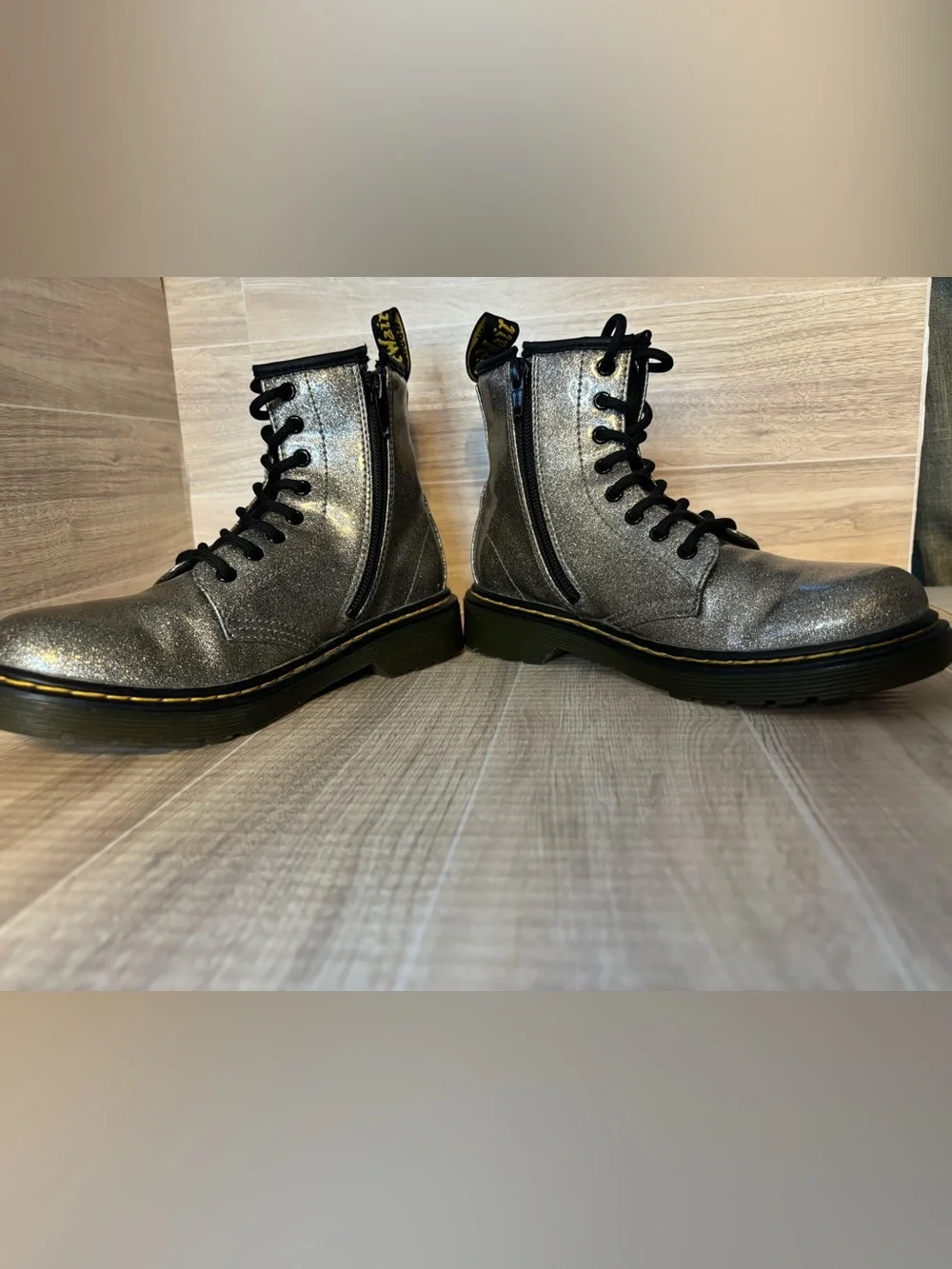 Dr. Martens Air Wair #1460 Glitter J Zip Combat Boots Kids Girl’s